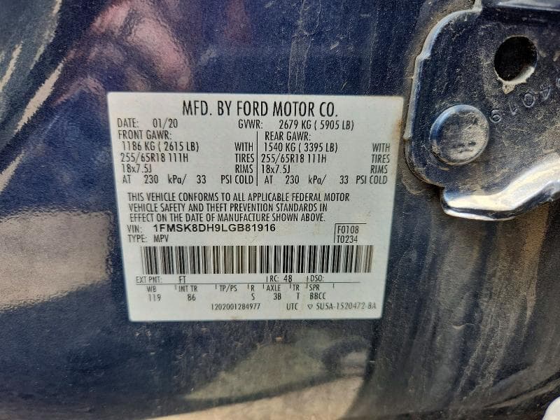 2020 FORD EXPLORER XLT 13