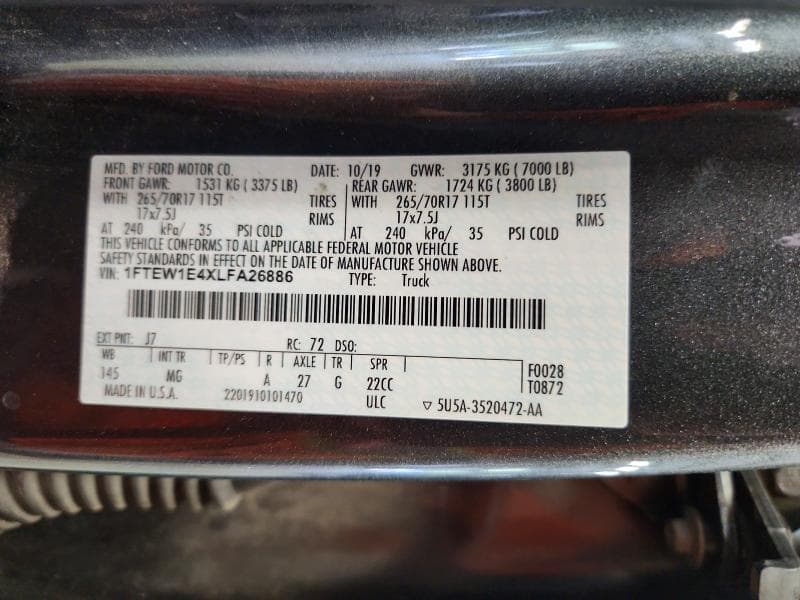 2020 FORD F150 SUPERCREW 12