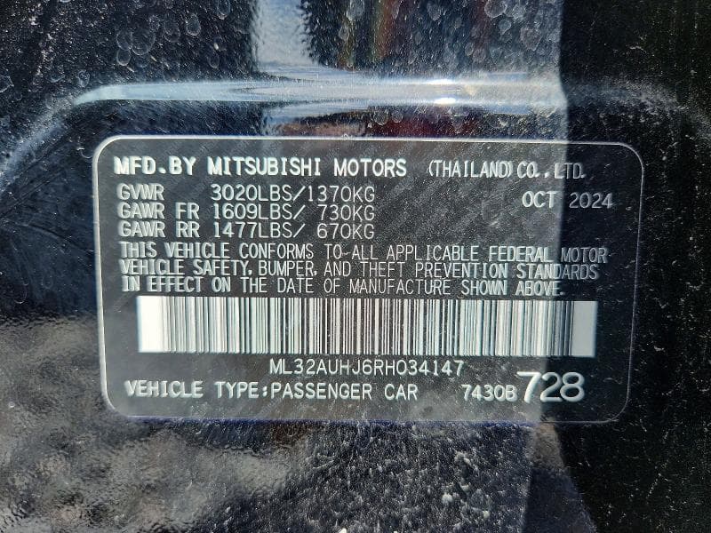 2024 MITSUBISHI MIRAGE ES 12
