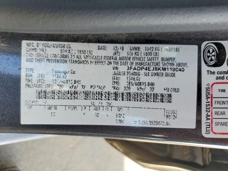 2019 FORD FIESTA SE 12