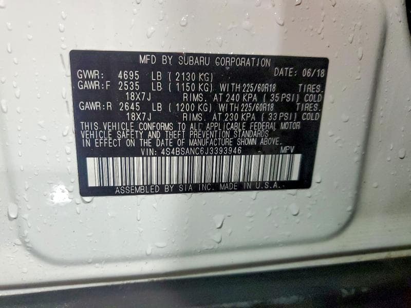 2018 SUBARU OUTBACK 2.5I LIMITED 12