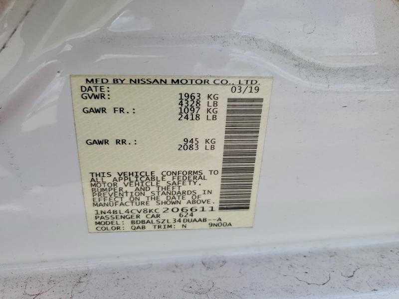 2019 NISSAN ALTIMA SR 13