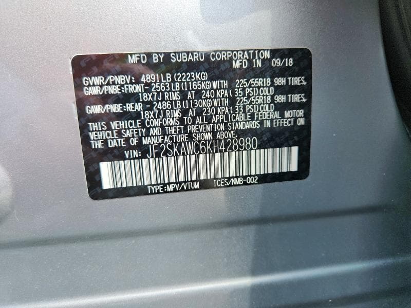 2019 SUBARU FORESTER TOURING 13