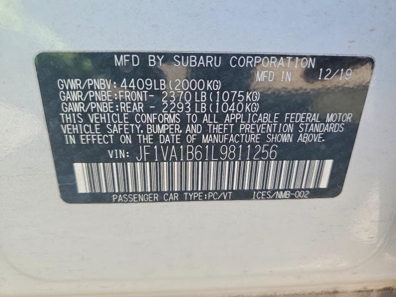 2020 SUBARU WRX PREMIUM 12
