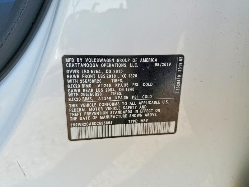 2019 VOLKSWAGEN ATLAS SE 13