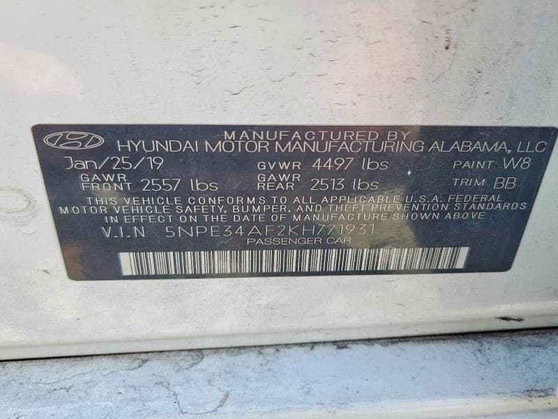 2019 HYUNDAI SONATA SEL 13