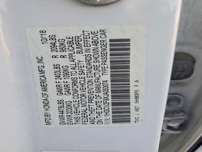 2018 HONDA ACCORD TOURING 12