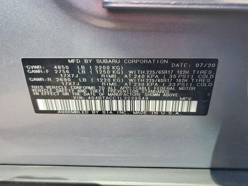 2020 SUBARU OUTBACK PREMIUM 13