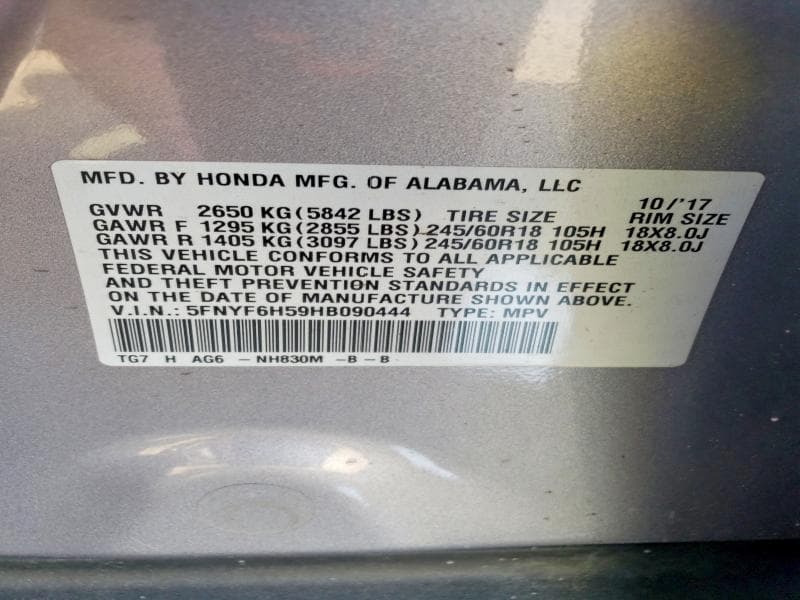 2017 HONDA PILOT EXL 13