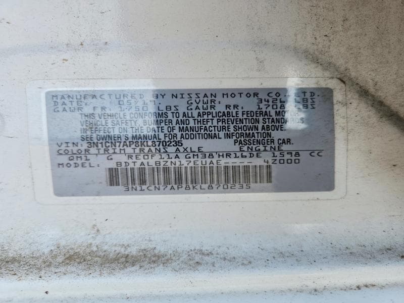 2019 NISSAN VERSA SV 12