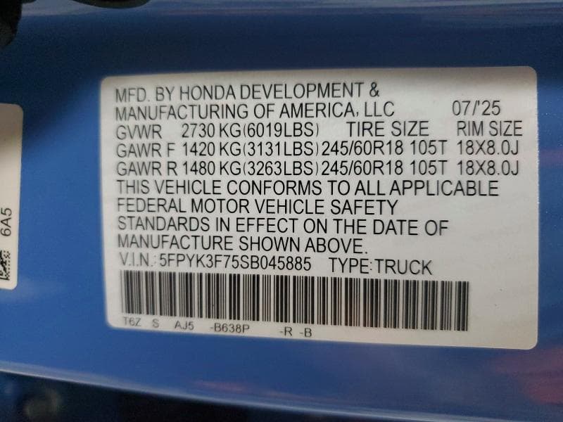 2025 HONDA RIDGELINE TRAIL SPORT 12