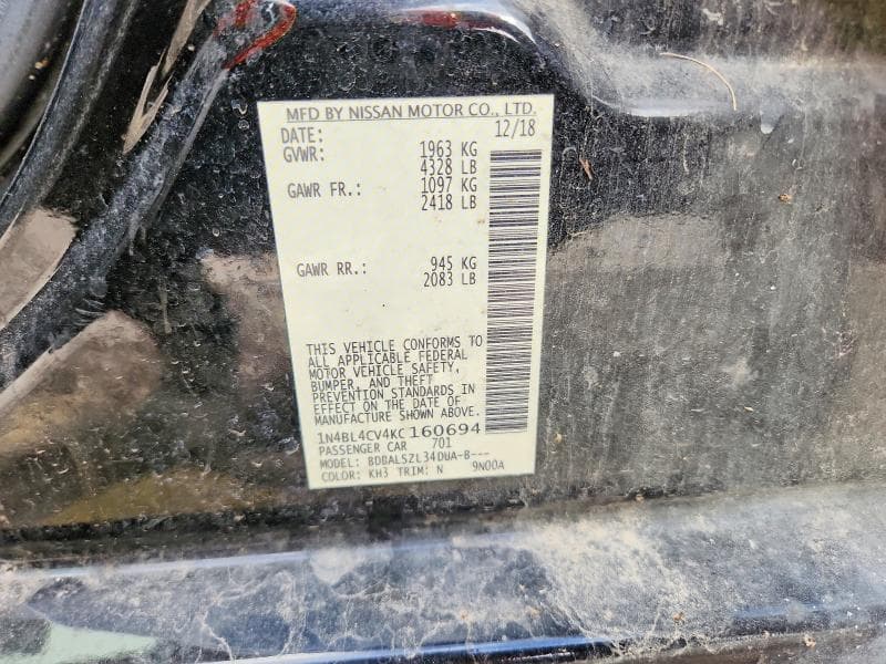 2019 NISSAN ALTIMA SR 13