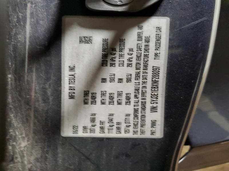 2022 TESLA MODEL 3 12