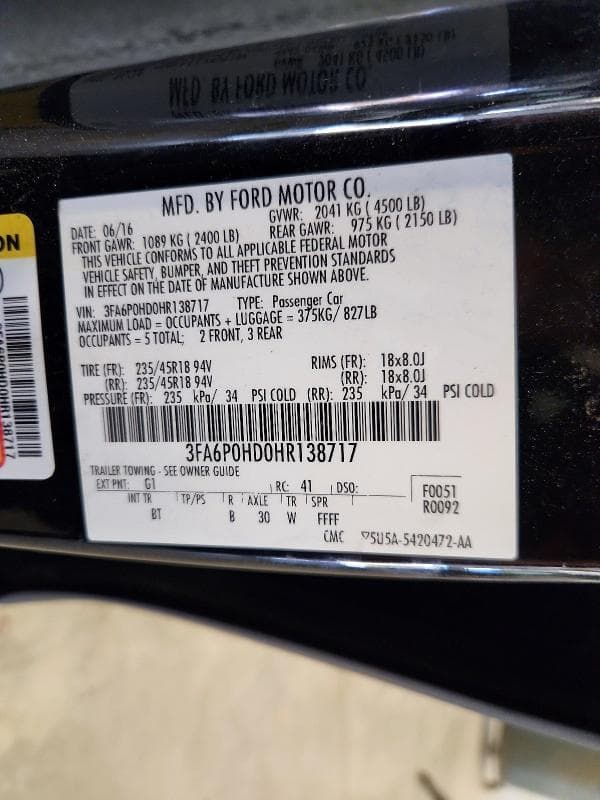 2017 FORD FUSION SE 13