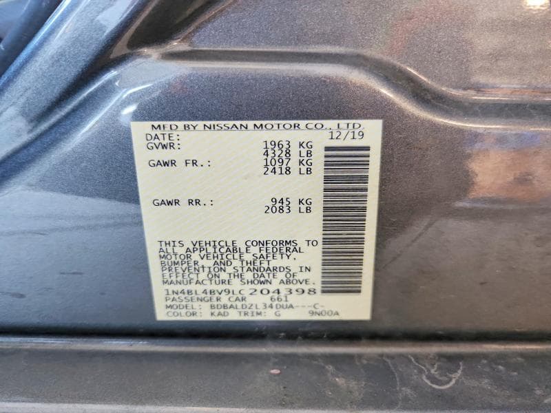 2020 NISSAN ALTIMA S 12