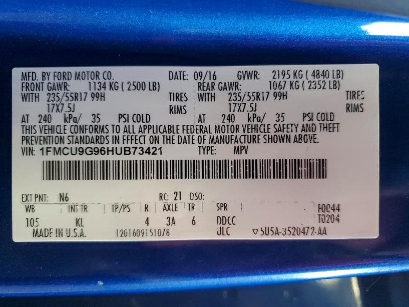 2017 FORD ESCAPE SE 13