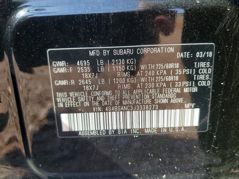 2018 SUBARU OUTBACK 2.5I LIMITED 12
