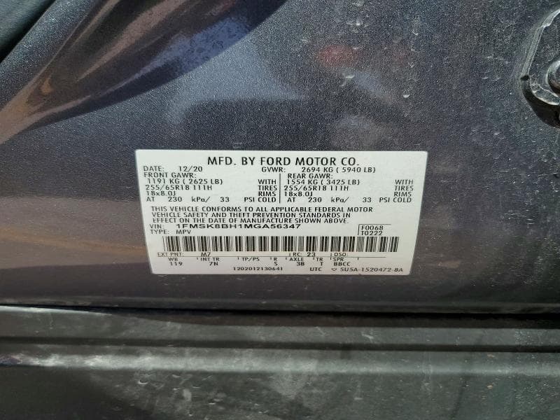 2021 FORD EXPLORER 13