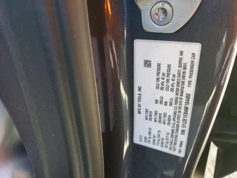 2022 TESLA MODEL 3 12