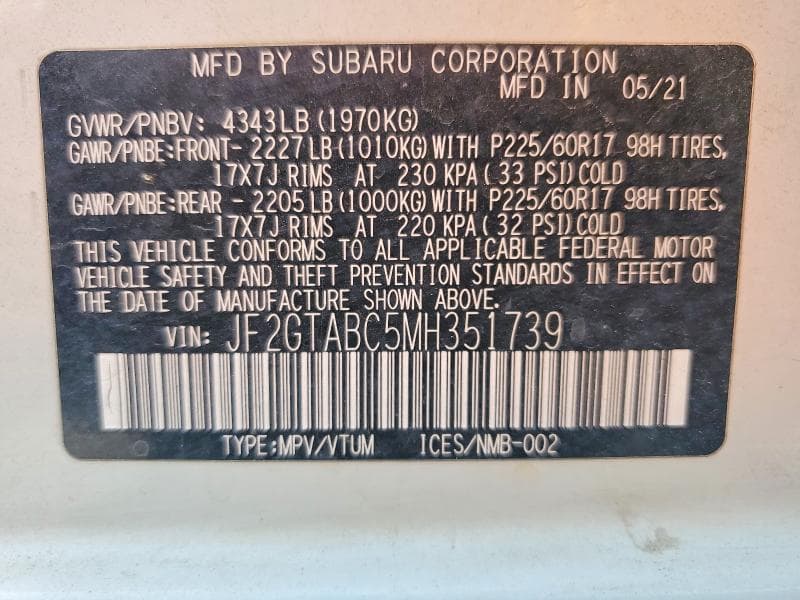 2021 SUBARU CROSSTREK 13