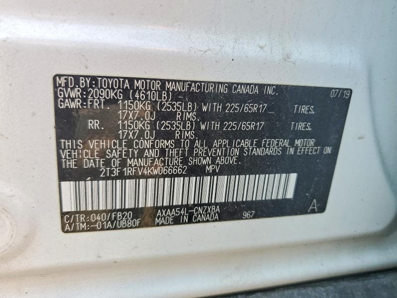 2019 TOYOTA RAV4 LE 13