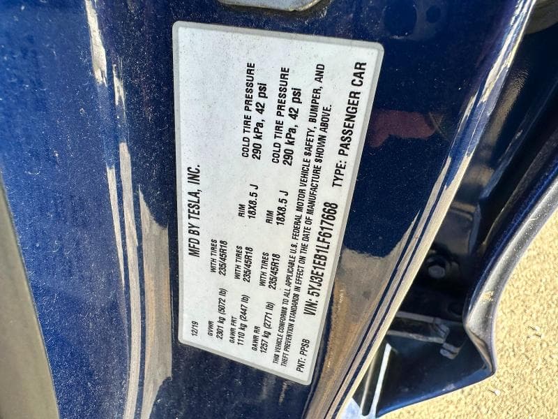 2020 TESLA MODEL 3 10