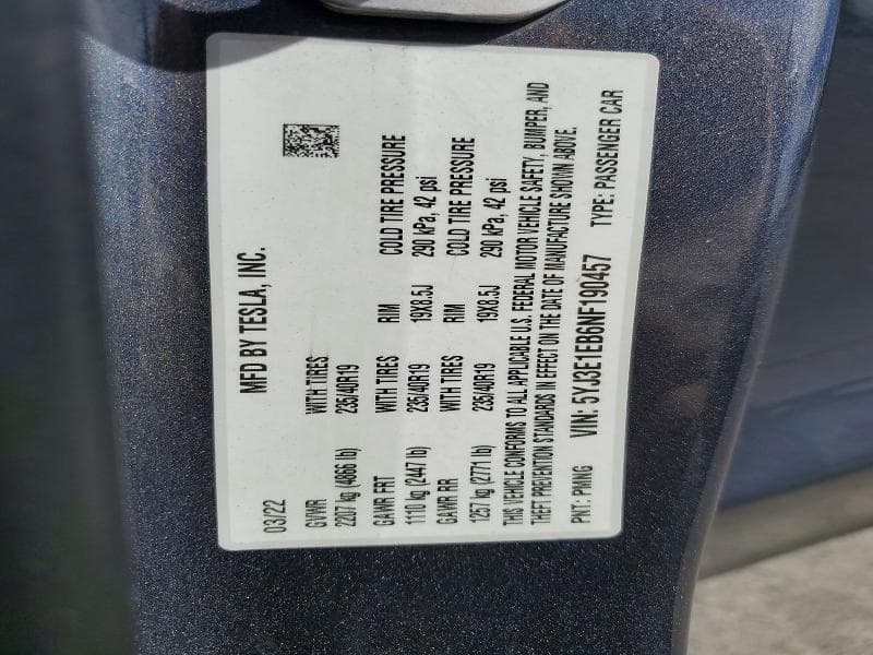 2022 TESLA MODEL 3 12