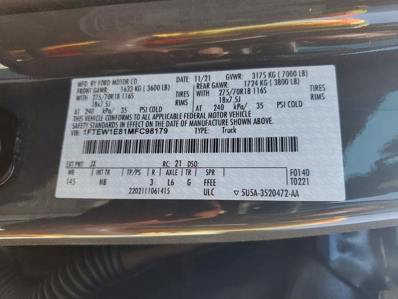 2021 FORD F150 SUPERCREW 12