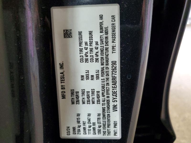 2024 TESLA MODEL 3 12