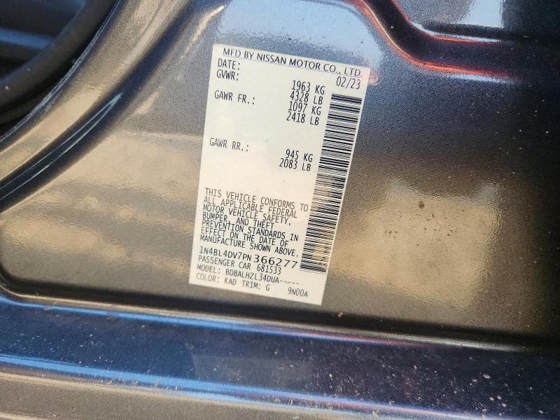 2023 NISSAN ALTIMA SV 12