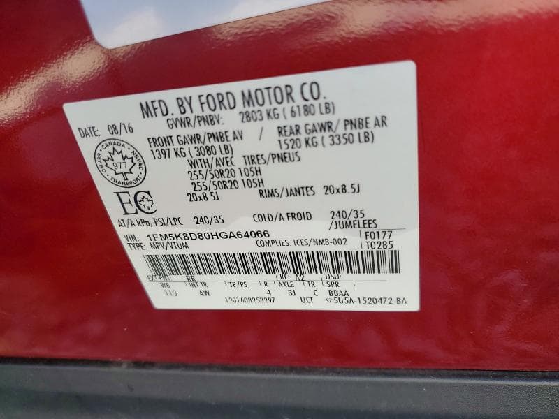 2017 FORD EXPLORER XLT 13