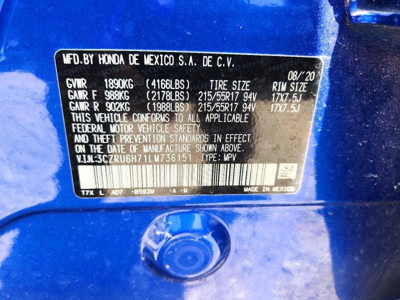 2020 HONDA HR-V EXL 13