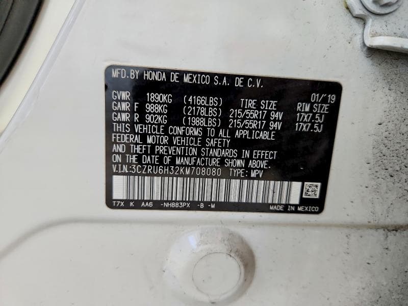 2019 HONDA HR-V LX 14