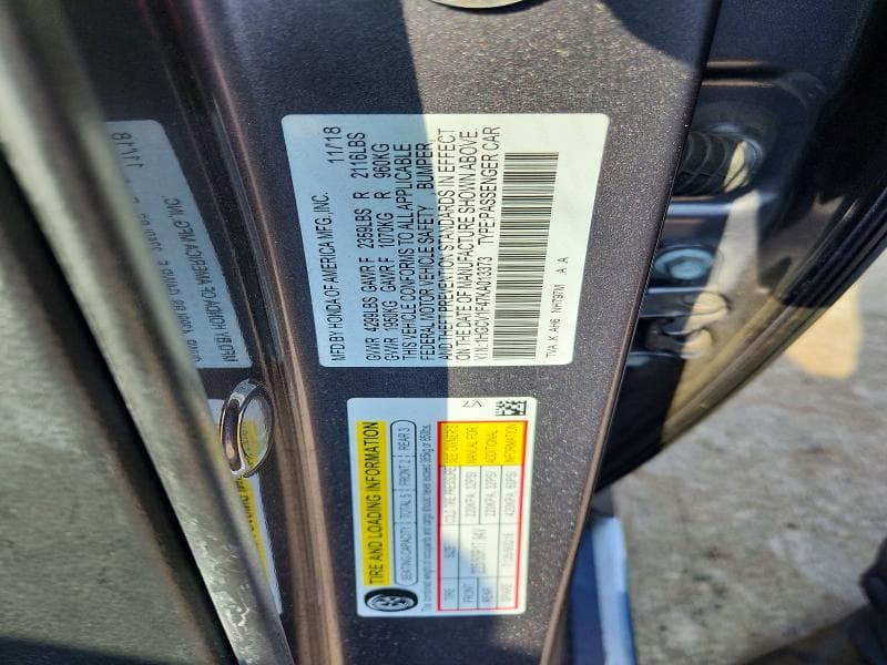 2019 HONDA ACCORD EX 12