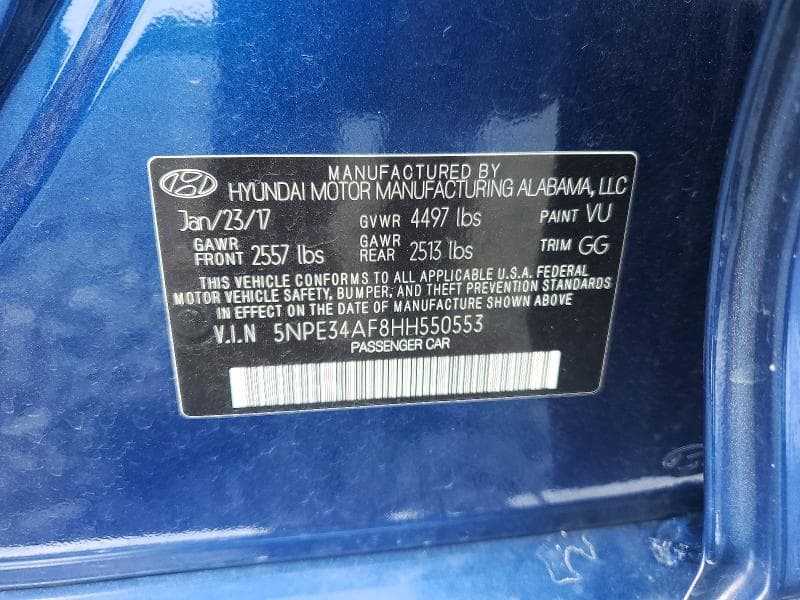 2017 HYUNDAI SONATA LIMITED 12