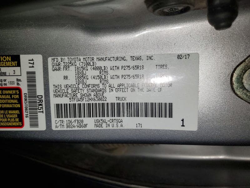 2017 TOYOTA TUNDRA SR5 12