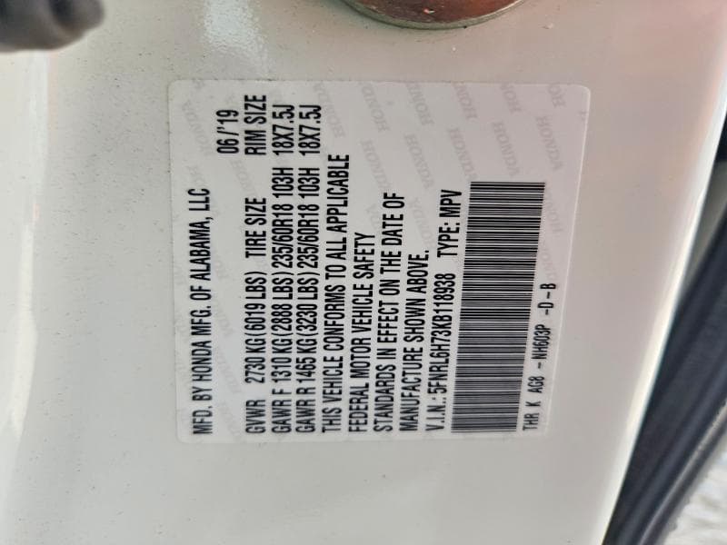 2019 HONDA ODYSSEY EXL 13