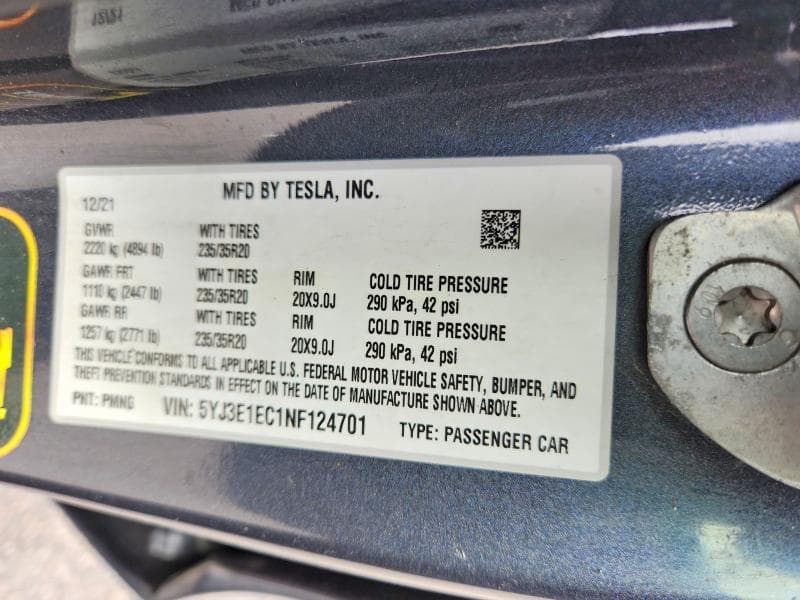 2022 TESLA MODEL 3 12
