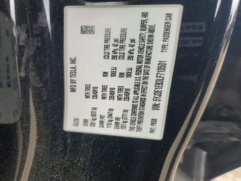 2020 TESLA MODEL 3 12