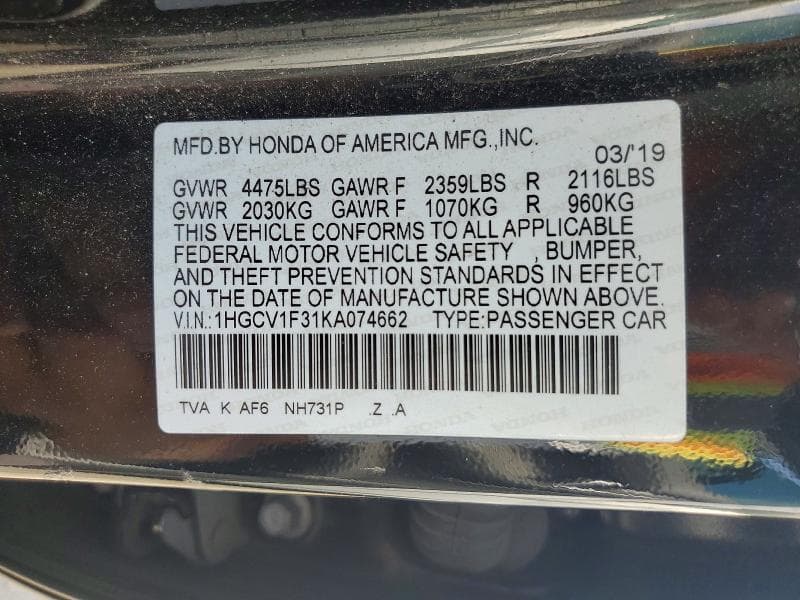 2019 HONDA ACCORD SPORT 12