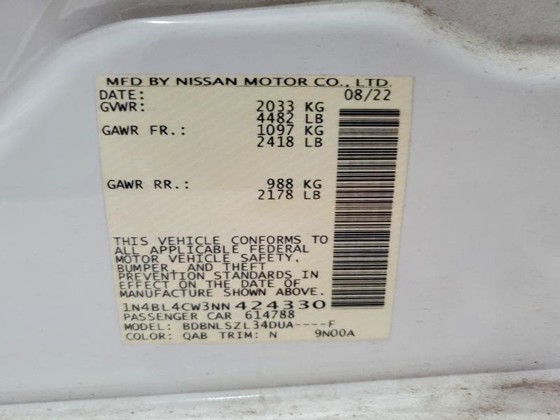 2022 NISSAN ALTIMA SR 12
