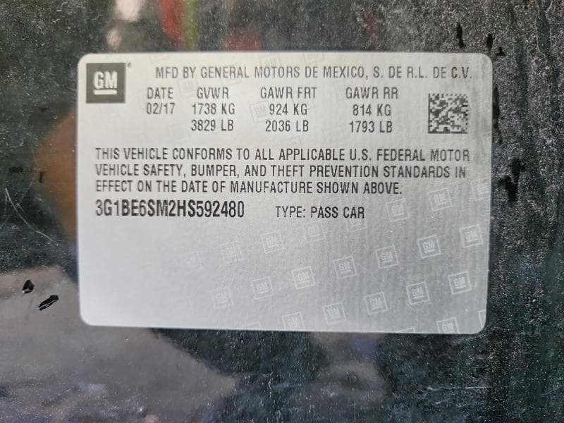 2017 CHEVROLET CRUZE LT 12
