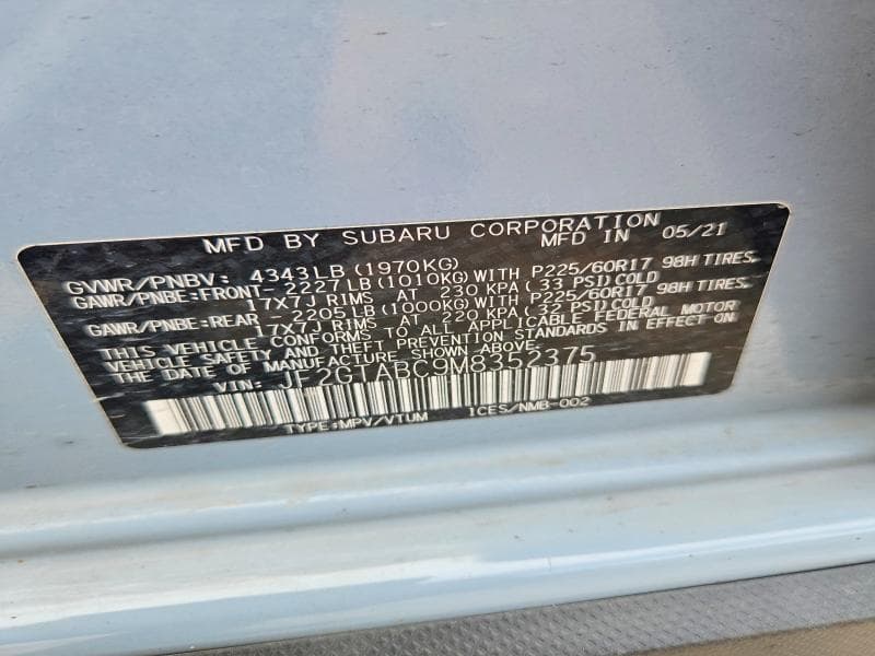 2021 SUBARU CROSSTREK 12