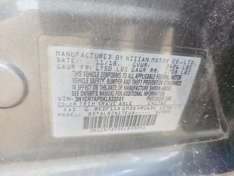 2019 NISSAN VERSA SV 13
