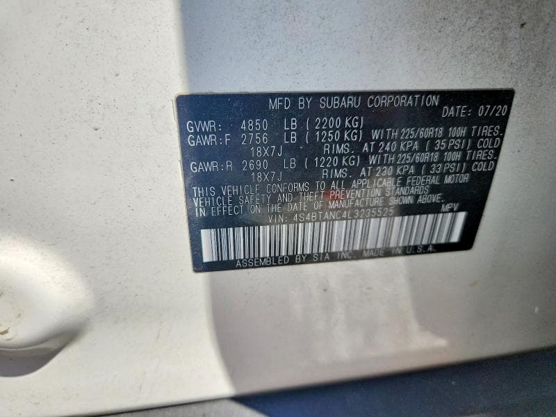 2020 SUBARU OUTBACK LIMITED 14
