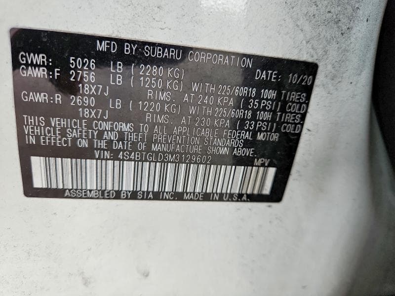 2021 SUBARU OUTBACK ONYX EDITION XT 12