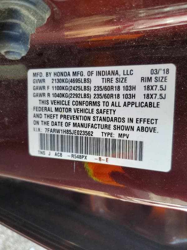 2018 HONDA CR-V EXL 12