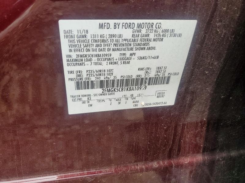 2019 FORD FLEX SEL 13