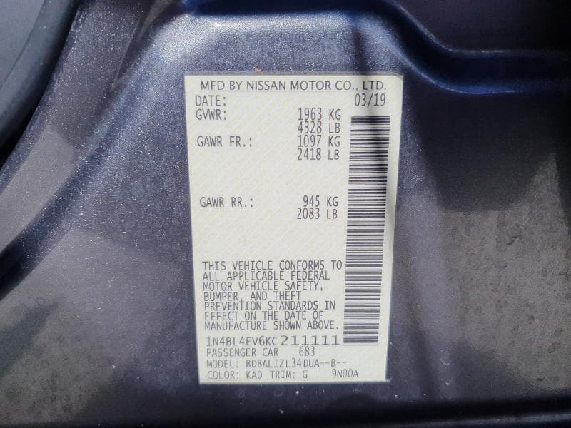 2019 NISSAN ALTIMA SL 12