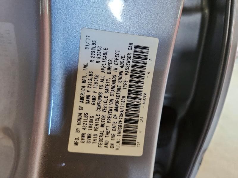 2017 HONDA ACCORD EX 12